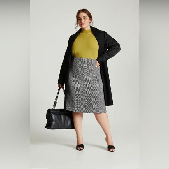 Halogen Herringbone High Waist Pencil Skirt - Picture 1 of 15